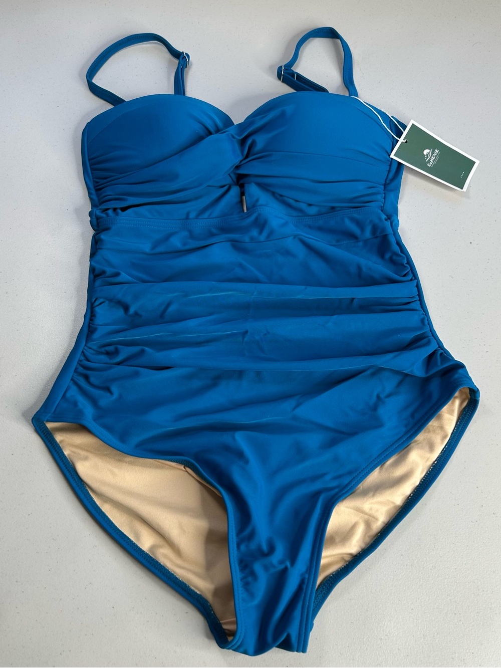 Eomenie One Piece Swimsuit Small Blue Padded Tummy Control New Beachwear
